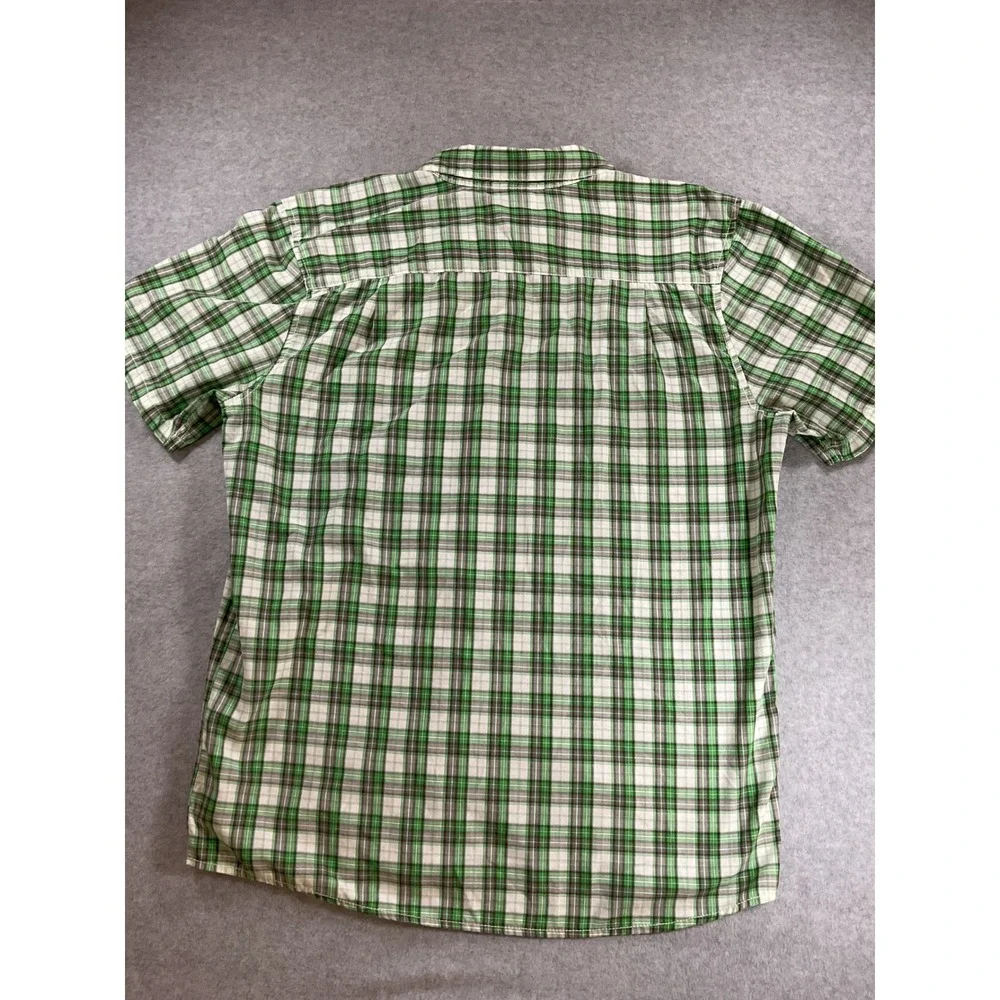 The North Face Mens XL Green Plaid Short Sleeve Button Up Hiking Shirt 1794